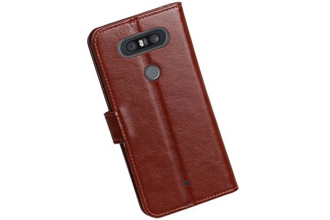 BAOHU Hoesje Geschikt voor LG Q8 - Portemonnee hoesje booktype wallet case Bruin