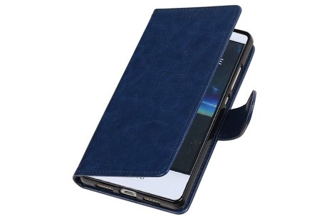 BAOHU Hoesje Geschikt voor Huawei P9 Lite mini - Portemonnee hoesje wallet case Donker Blauw