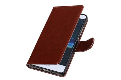 BAOHU Hoesje Geschikt voor Huawei P9 Lite mini - Portemonnee hoesje wallet case Bruin