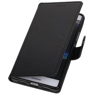 BAOHU Hoesje Geschikt voor Huawei P9 Lite mini - Portemonnee hoesje wallet case Zwart