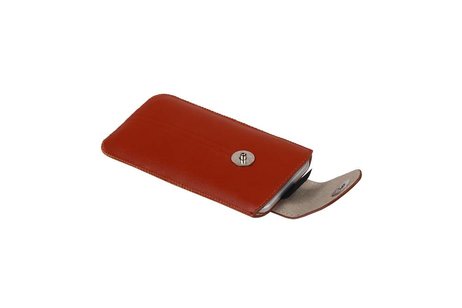 BAOHU Luxe Smartphone Pouch Maat S ( - Hoesje Geschikt voor Samsung Galaxy S2 i9100 )  Bruin