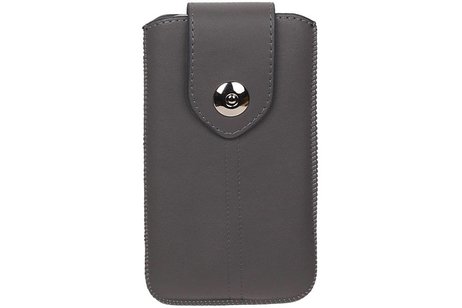 BAOHU Luxe Smartphone Pouch Maat M ( - Hoesje Geschikt voor Samsung Galaxy S4 i9500 )  Grijs
