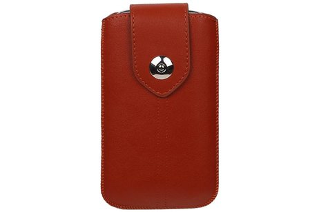 BAOHU Luxe Smartphone Pouch Maat M ( - Hoesje Geschikt voor Samsung Galaxy S4 i9500 )  Bruin