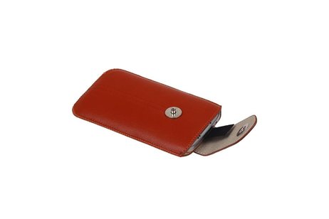 BAOHU Luxe Smartphone Pouch Maat M ( - Hoesje Geschikt voor Samsung Galaxy S4 i9500 )  Bruin