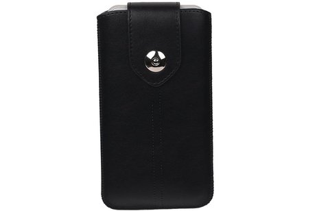 BAOHU Luxe Smartphone Pouch Maat M ( - Hoesje Geschikt voor Samsung Galaxy S4 i9500 )  Zwart