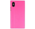 BAOHU Flipbook Slim Folio Hoesjes Cases - Hoesje Geschikt voor iPhone X Roze