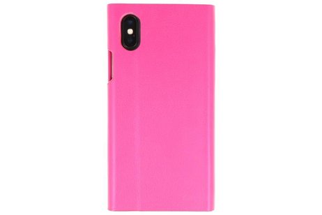 BAOHU Flipbook Slim Folio Hoesjes Cases - Hoesje Geschikt voor iPhone X Roze