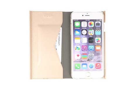 Flipbook Slim Folio Wallet Cases voor iPhone 6 Plus Goud