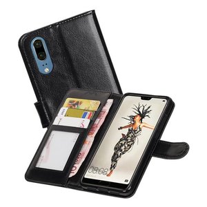 Huawei P20 Portemonnee hoesje booktype wallet Zwart