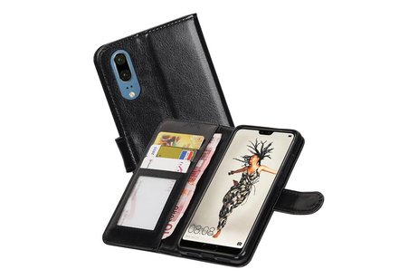 Huawei P20 Portemonnee hoesje booktype wallet Zwart