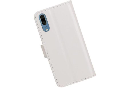 BAOHU Hoesje Geschikt voor Huawei P20 - Portemonnee hoesje booktype wallet Wit