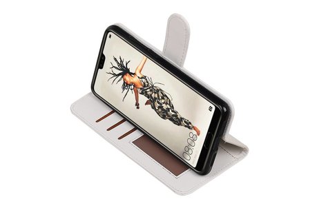 BAOHU Hoesje Geschikt voor Huawei P20 - Portemonnee hoesje booktype wallet Wit