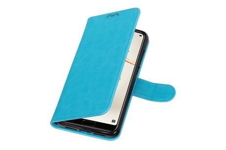 BAOHU Hoesje Geschikt voor Huawei P20 - Portemonnee hoesje booktype wallet Turquoise