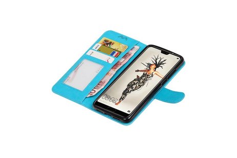 BAOHU Hoesje Geschikt voor Huawei P20 - Portemonnee hoesje booktype wallet Turquoise