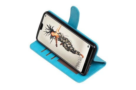BAOHU Hoesje Geschikt voor Huawei P20 - Portemonnee hoesje booktype wallet Turquoise