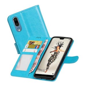 BAOHU Hoesje Geschikt voor Huawei P20 - Portemonnee hoesje booktype wallet Turquoise