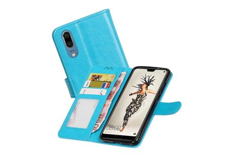 BAOHU Hoesje Geschikt voor Huawei P20 - Portemonnee hoesje booktype wallet Turquoise