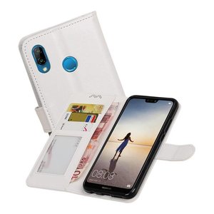 BAOHU Hoesje Geschikt voor Huawei P20 Lite - Portemonnee hoesje booktype wallet Wit