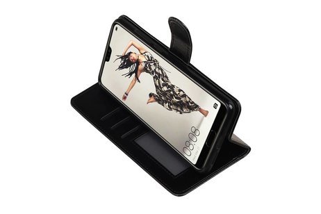 BAOHU Hoesje Geschikt voor Huawei P20 Pro - Portemonnee hoesje booktype wallet Zwart