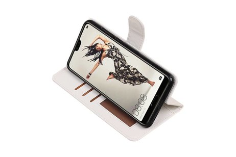 BAOHU Hoesje Geschikt voor Huawei P20 Pro - Portemonnee hoesje booktype wallet Wit