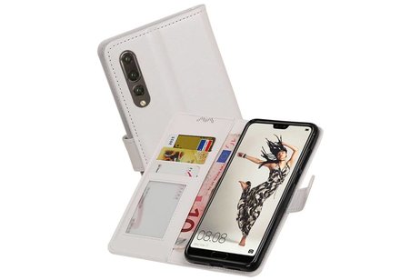 BAOHU Hoesje Geschikt voor Huawei P20 Pro - Portemonnee hoesje booktype wallet Wit
