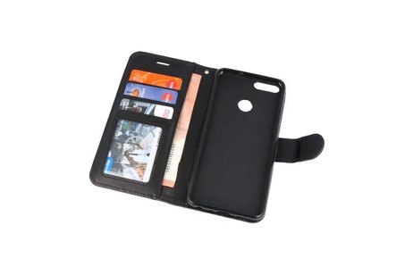 BAOHU Wallet Cases Hoesje Geschikt voor Huawei Honor 7X Zwart