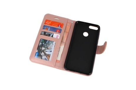 BAOHU Wallet Cases Hoesje Geschikt voor Huawei Honor 7X Roze