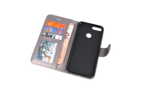 BAOHU Wallet Cases Hoesje Geschikt voor Huawei Honor 7X Grijs