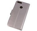 BAOHU Wallet Cases Hoesje Geschikt voor Huawei Honor 7X Grijs