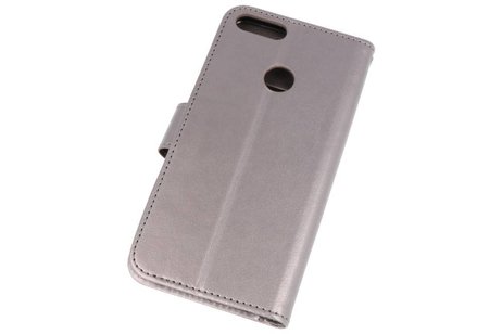 BAOHU Wallet Cases Hoesje Geschikt voor Huawei Honor 7X Grijs
