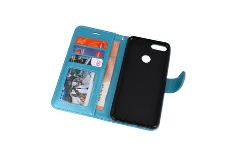 BAOHU Wallet Cases Hoesje Geschikt voor Huawei Honor 7X Turquoise