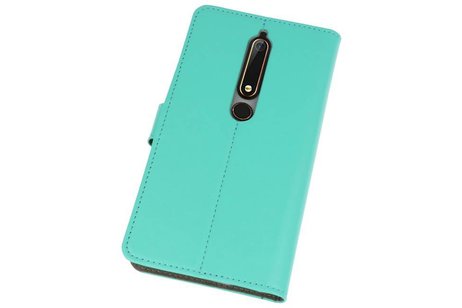 Nokia 6 2018 Hoesje Kaarthouder Book Case Telefoonhoesje Groen