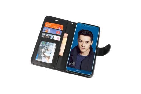 BAOHU Wallet Cases Hoesje Geschikt voor Huawei Honor 9 Lite Zwart