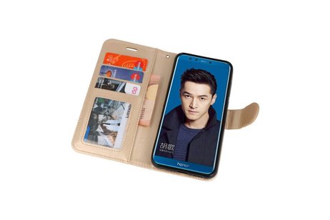 BAOHU Wallet Cases Hoesje Geschikt voor Huawei Honor 9 Lite Goud