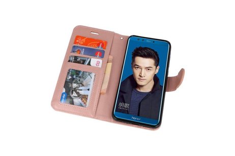 BAOHU Wallet Cases Hoesje Geschikt voor Huawei Honor 9 Lite Roze