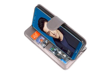 BAOHU Wallet Cases Hoesje Geschikt voor Huawei Honor 9 Lite Grijs