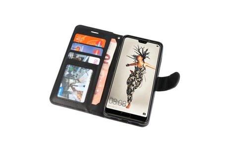 BAOHU Wallet Cases Hoesje Geschikt voor Huawei P20 Zwart