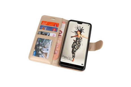 BAOHU Wallet Cases Hoesje Geschikt voor Huawei P20 Goud