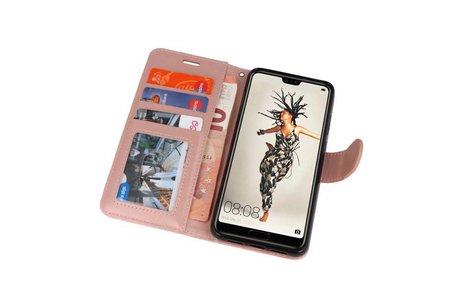 BAOHU Wallet Cases Hoesje Geschikt voor Huawei P20 Roze