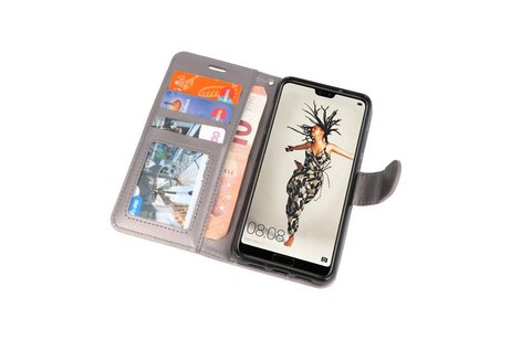 BAOHU Wallet Cases Hoesje Geschikt voor Huawei P20 Grijs