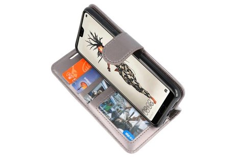 BAOHU Wallet Cases Hoesje Geschikt voor Huawei P20 Grijs