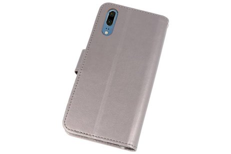 BAOHU Wallet Cases Hoesje Geschikt voor Huawei P20 Grijs