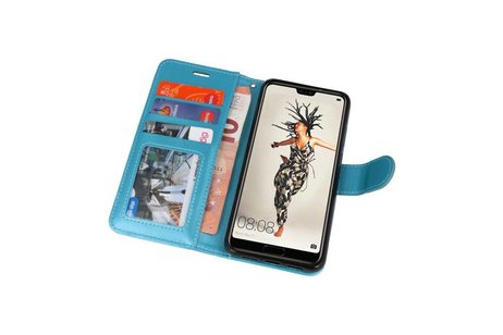 BAOHU Wallet Cases Hoesje Geschikt voor Huawei P20 Turquoise