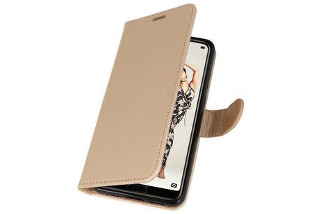 BAOHU Wallet Cases Hoesje Geschikt voor Huawei P20 Pro Goud