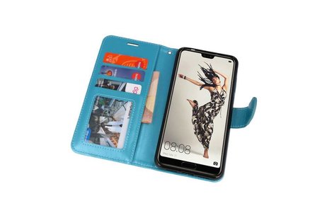 BAOHU Wallet Cases Hoesje Geschikt voor Huawei P20 Pro Turquoise
