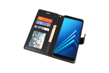 BAOHU Wallet Cases Hoesje Geschikt voor Samsung Galaxy A8 Plus (2018) - Zwart