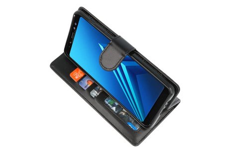 BAOHU Wallet Cases Hoesje Geschikt voor Samsung Galaxy A8 Plus (2018) - Zwart