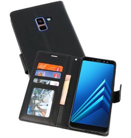 Wallet Cases Hoesje voor Samsung Galaxy A8 Plus (2018) - Zwart
