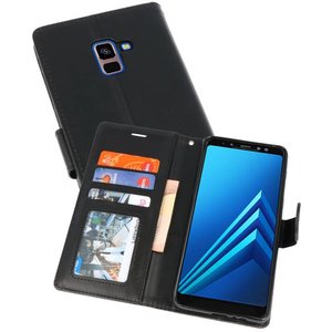 BAOHU Wallet Cases Hoesje Geschikt voor Samsung Galaxy A8 Plus (2018) - Zwart