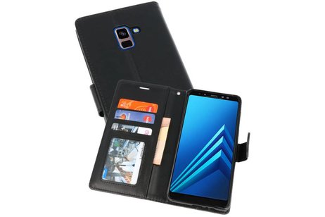 BAOHU Wallet Cases Hoesje Geschikt voor Samsung Galaxy A8 Plus (2018) - Zwart